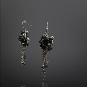 Teal & Silver Beaded Chain Earrings